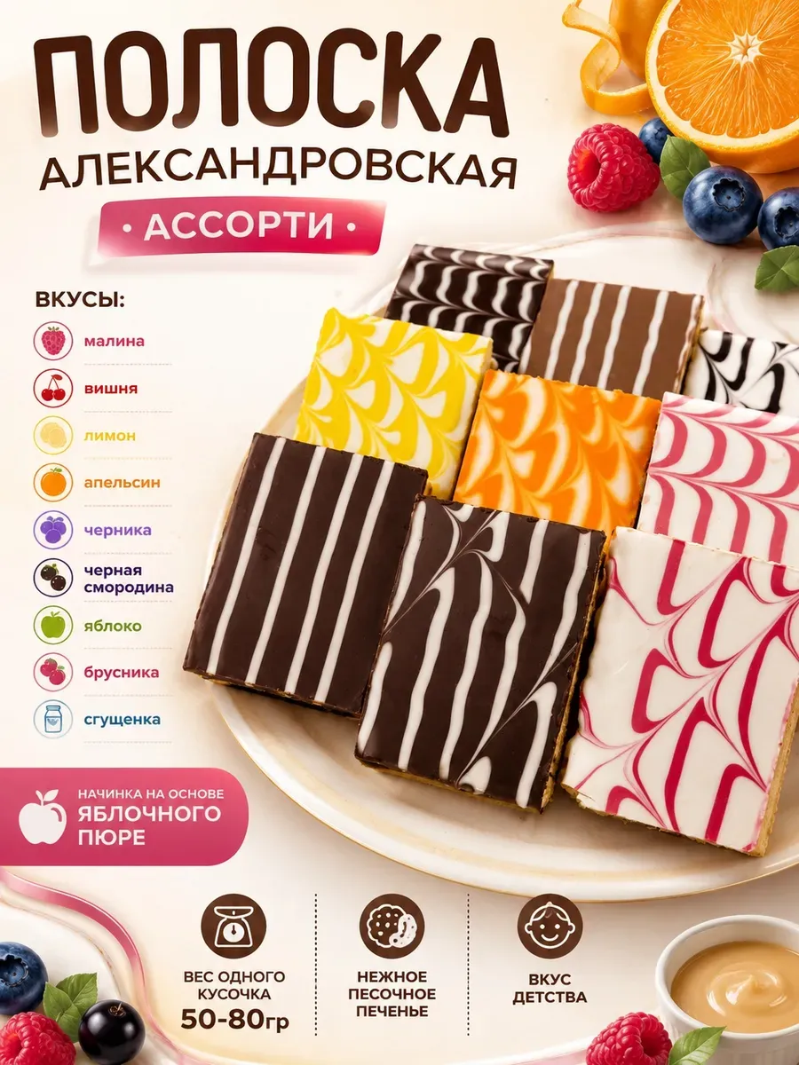 Печенье "Полоска Александровская" с вареной сгущенкой