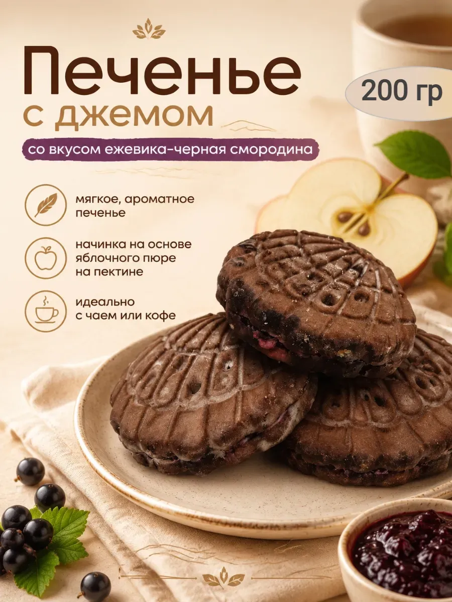 Печенье с джемовой начинкой "Семейка ОЗБИ" со вкусом ежевика-черная смородина