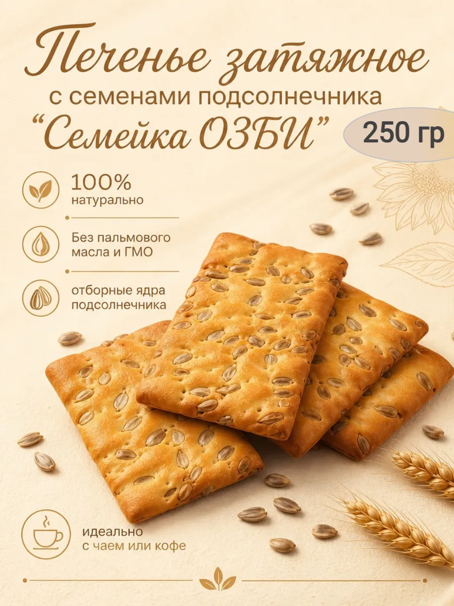 Печенье затяжное с семенами подсолнечника "Семейка ОЗБИ"