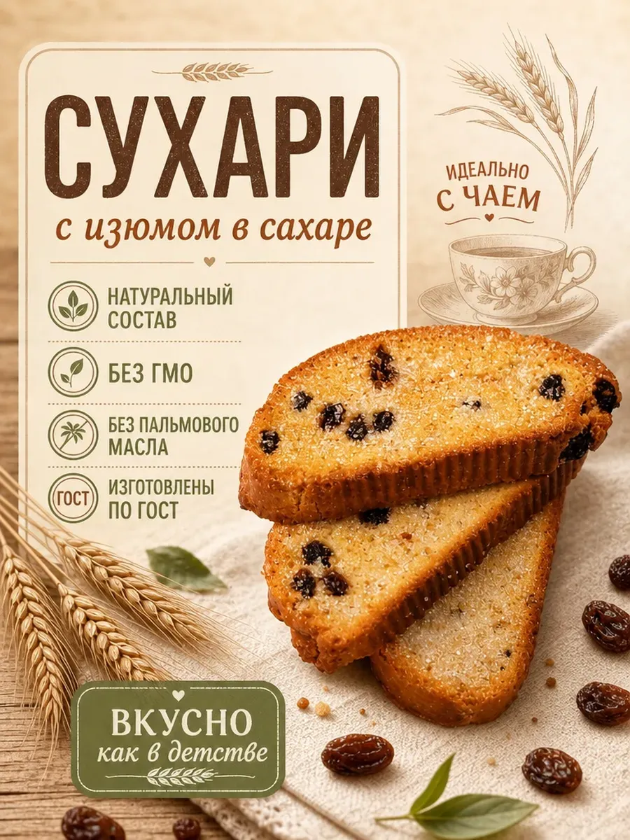 Сухари с изюмом в сахаре "Семейка ОЗБИ"