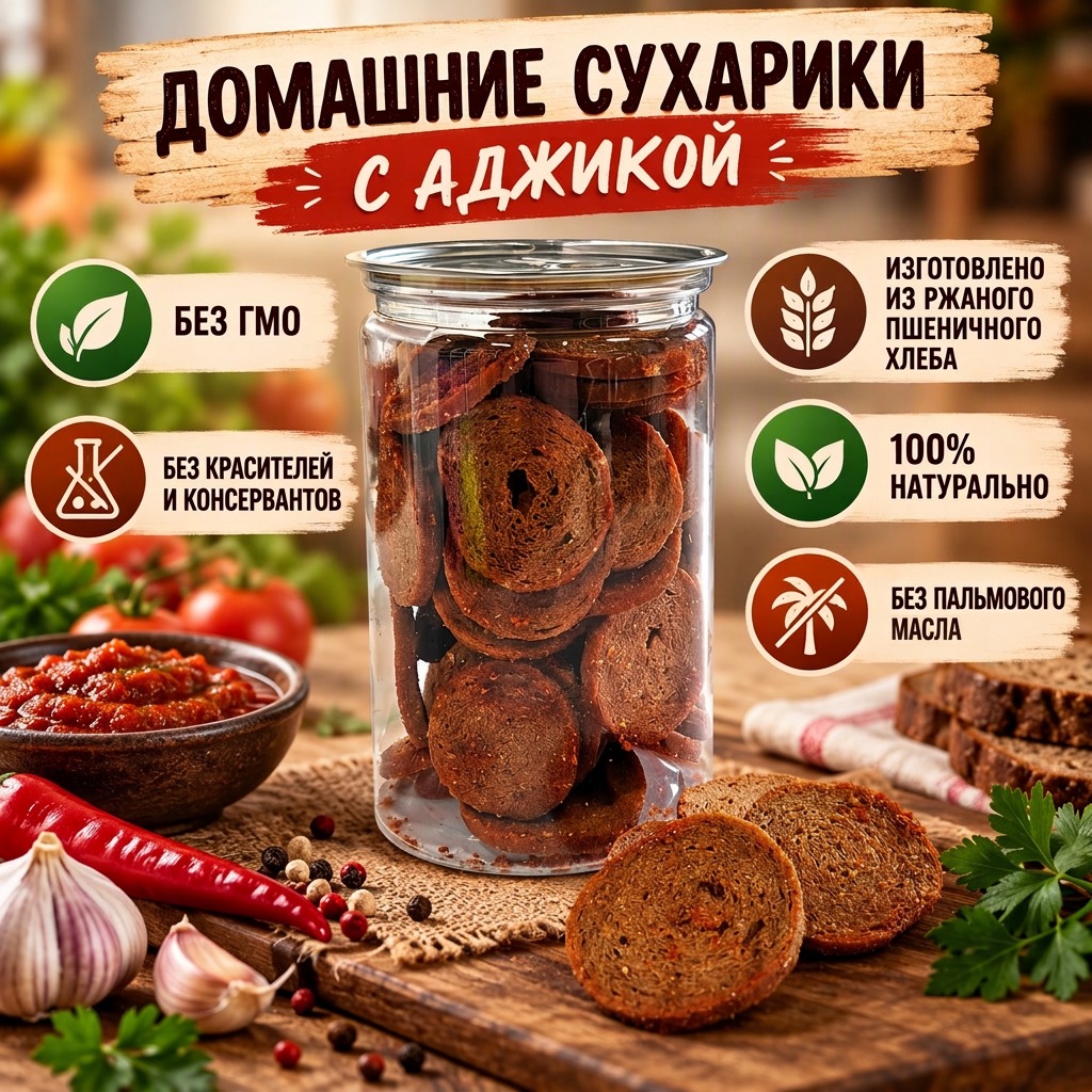 Домашние сухарики со вкусом "Аджики"