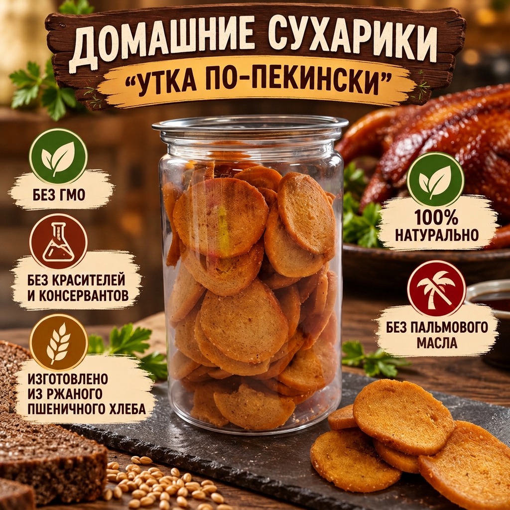 Домашние ПШЕНИЧНЫЕ сухарики "Утка по пекински"