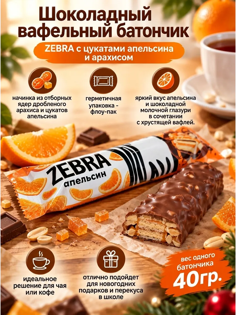 Батончик "ZEBRA" апельсин